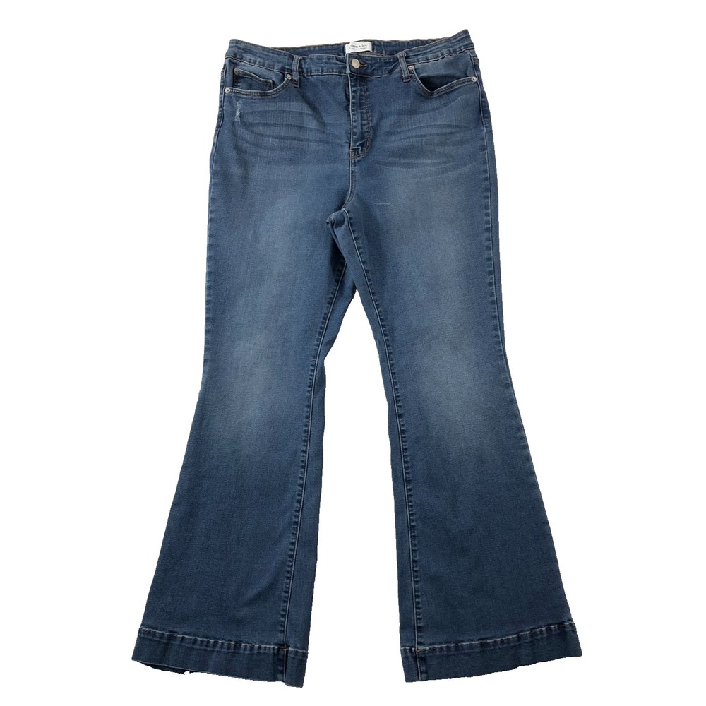 Crown & Ivy Jeans Women's Size 16 Denim Blue High Rise Flare Stretch (34x30)